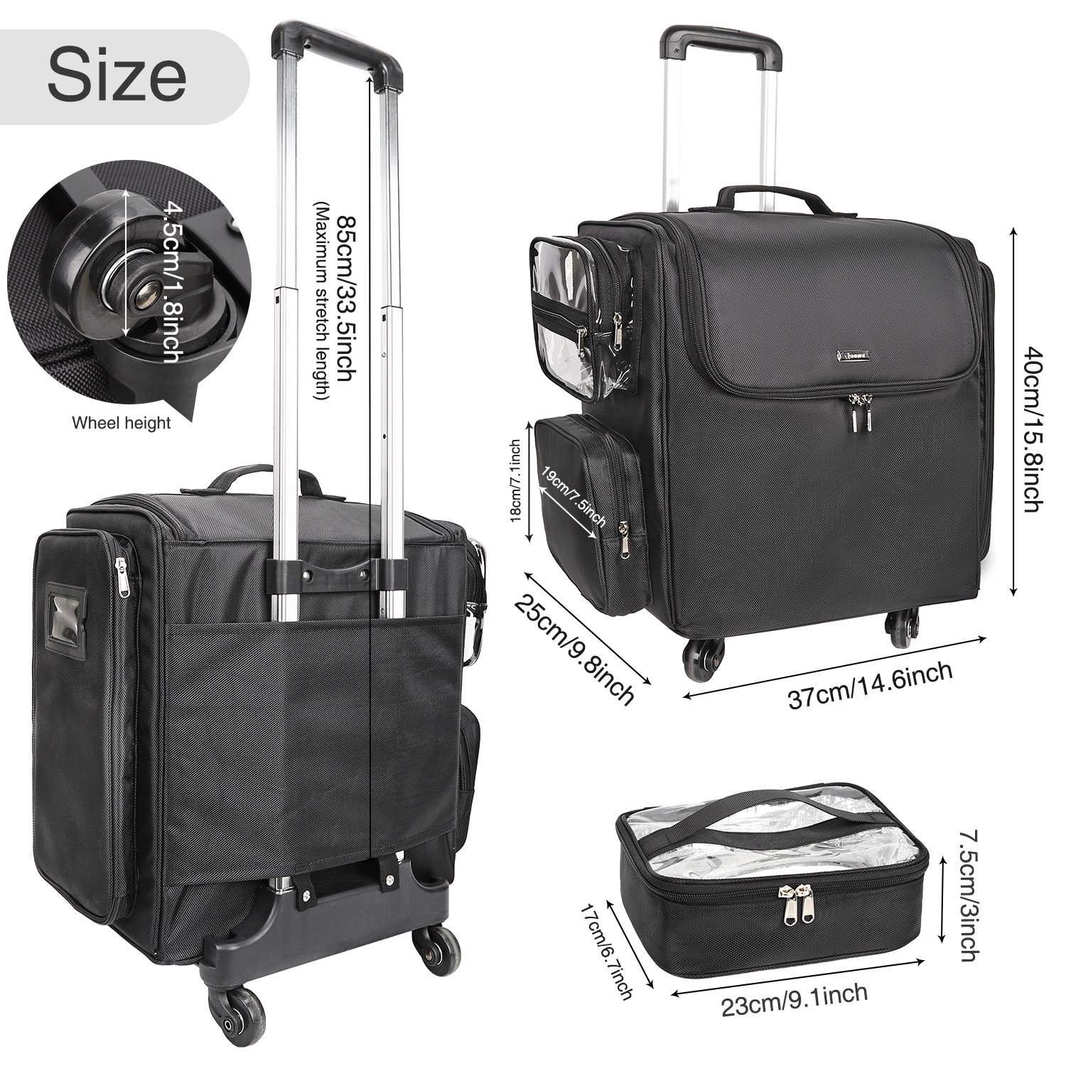 Makeup Hairstylist Hairdresser Bag with Detachable for Hairdressing Trolley