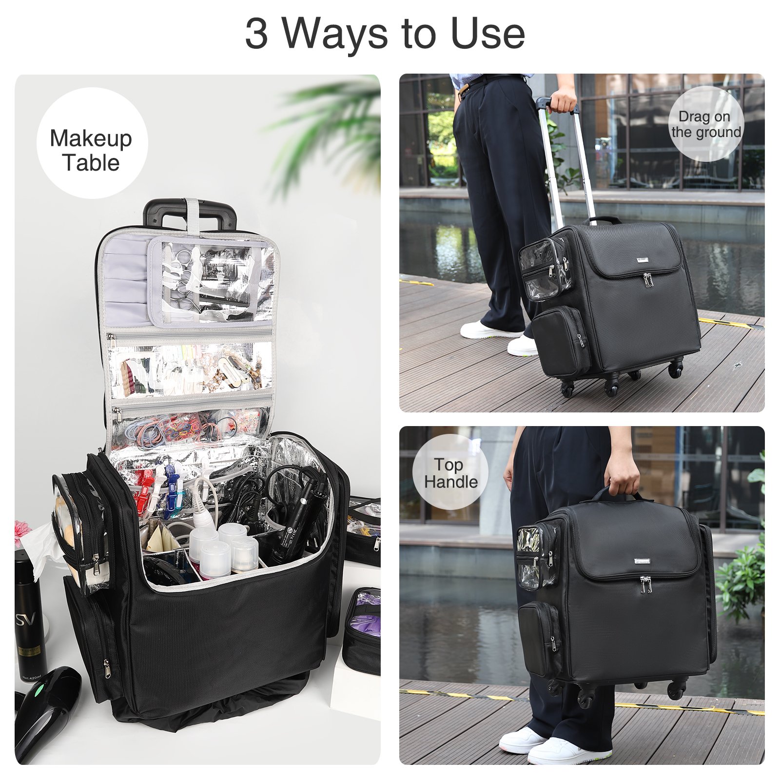 Makeup Hairstylist Hairdresser Bag with Detachable for Hairdressing Trolley