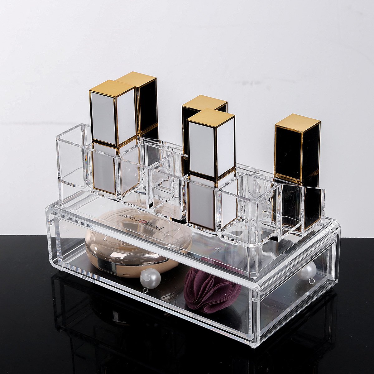 Acrylic Clear Stackable Make Up Organizers For Counter Cosmetic Display Cases Skin Care For Vanity Box With Factory wholesale