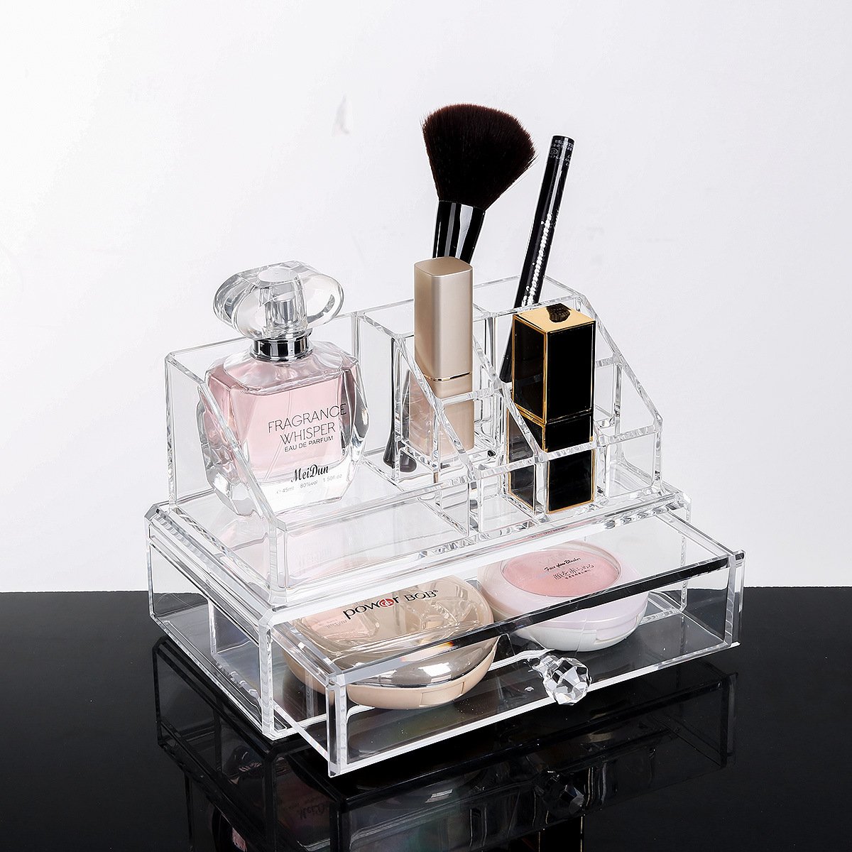 Acrylic Clear Stackable Make Up Organizers For Counter Cosmetic Display Cases Skin Care For Vanity Box With Factory wholesale