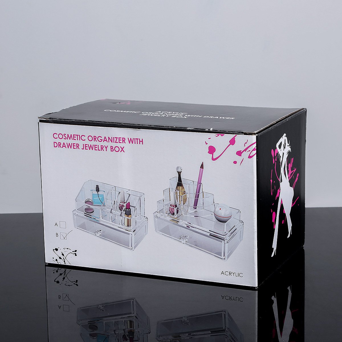 Acrylic Clear Stackable Make Up Organizers For Counter Cosmetic Display Cases Skin Care For Vanity Box With Factory wholesale
