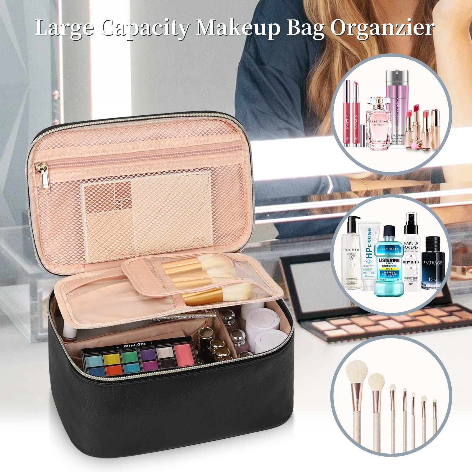 Fashion waterproof Trend travel toiletry makeup organizers box case cosmetic bag 2024 with logo