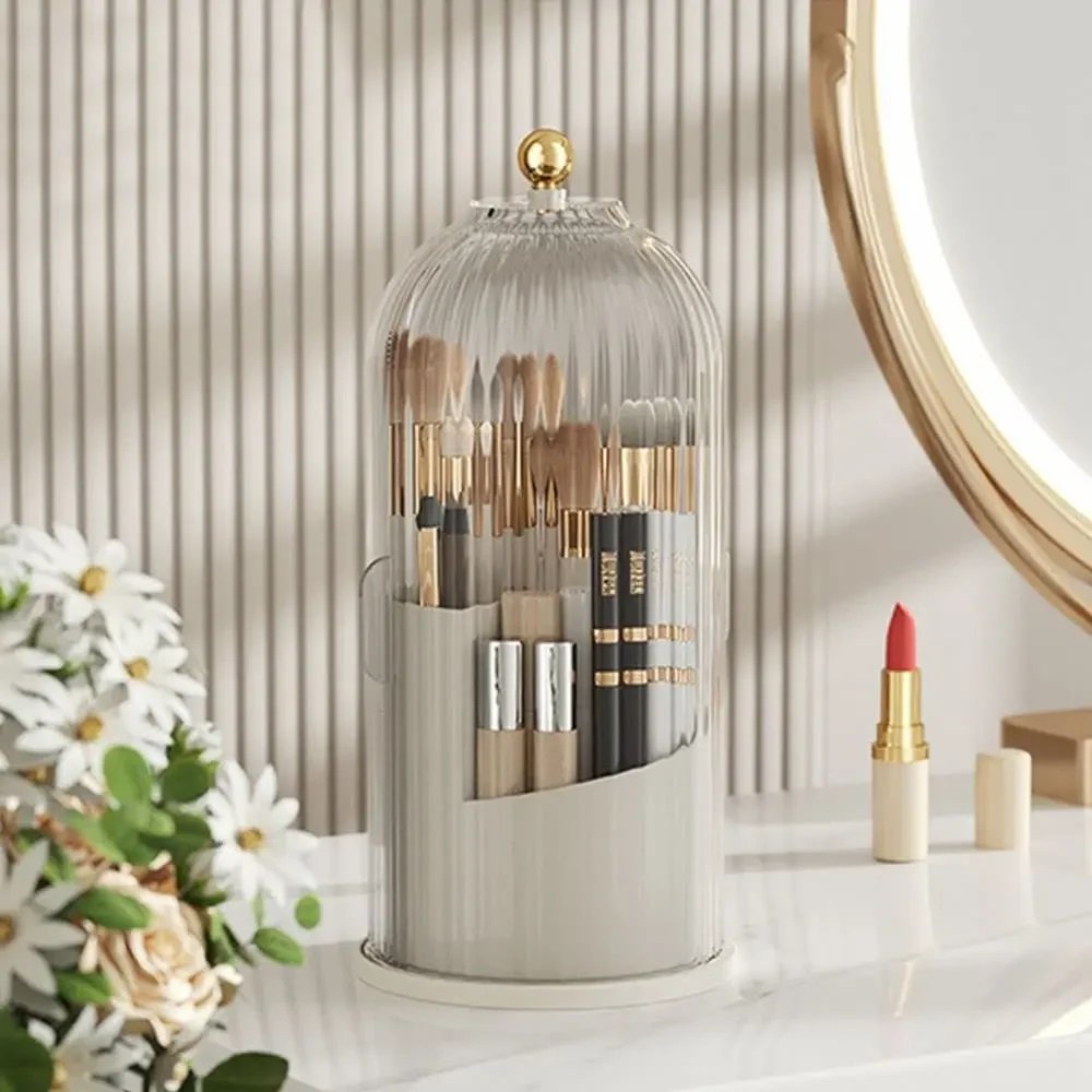 360 Rotating Makeup Brush Holder Makeup Organizer Cosmetic Storage Box Lipstick Eyebrow Pencil Holder Jewelry Container W24-573