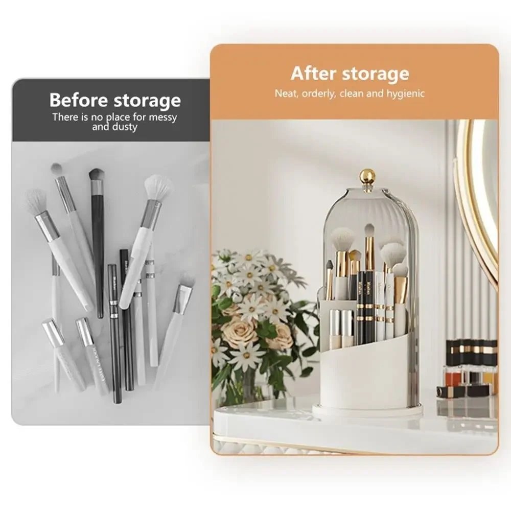 360 Rotating Makeup Brush Holder Makeup Organizer Cosmetic Storage Box Lipstick Eyebrow Pencil Holder Jewelry Container W24-573