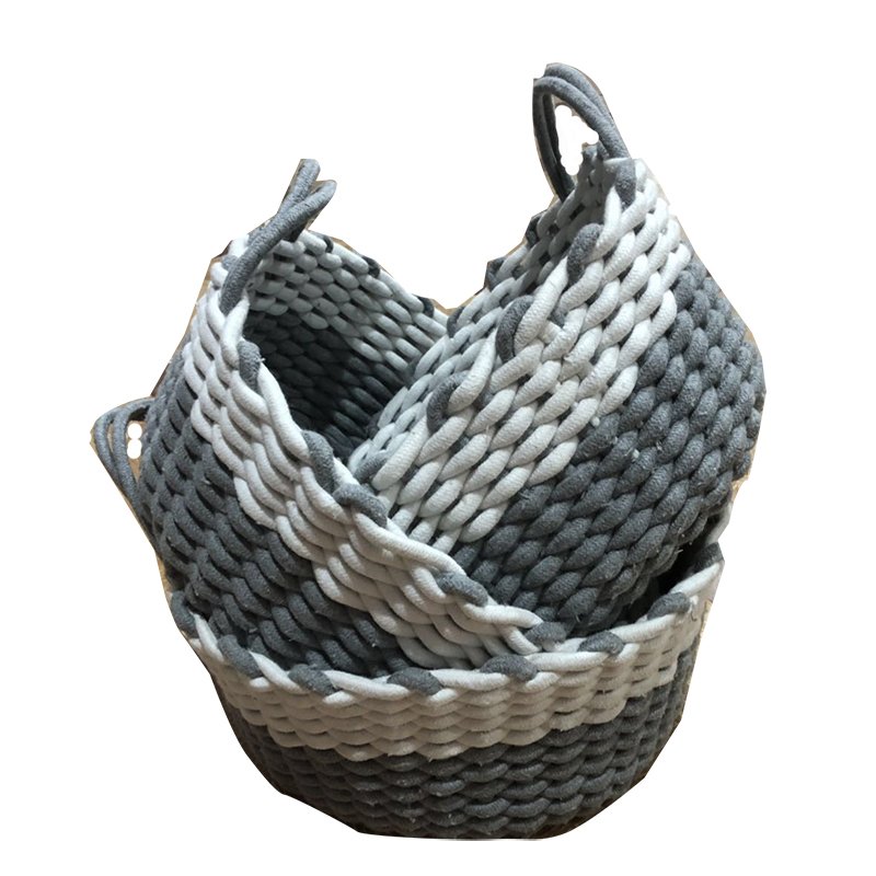 Cotton Rope Woven Basket Fabric Storage Toys Sundries Foldable Design Makeup Box Organizers