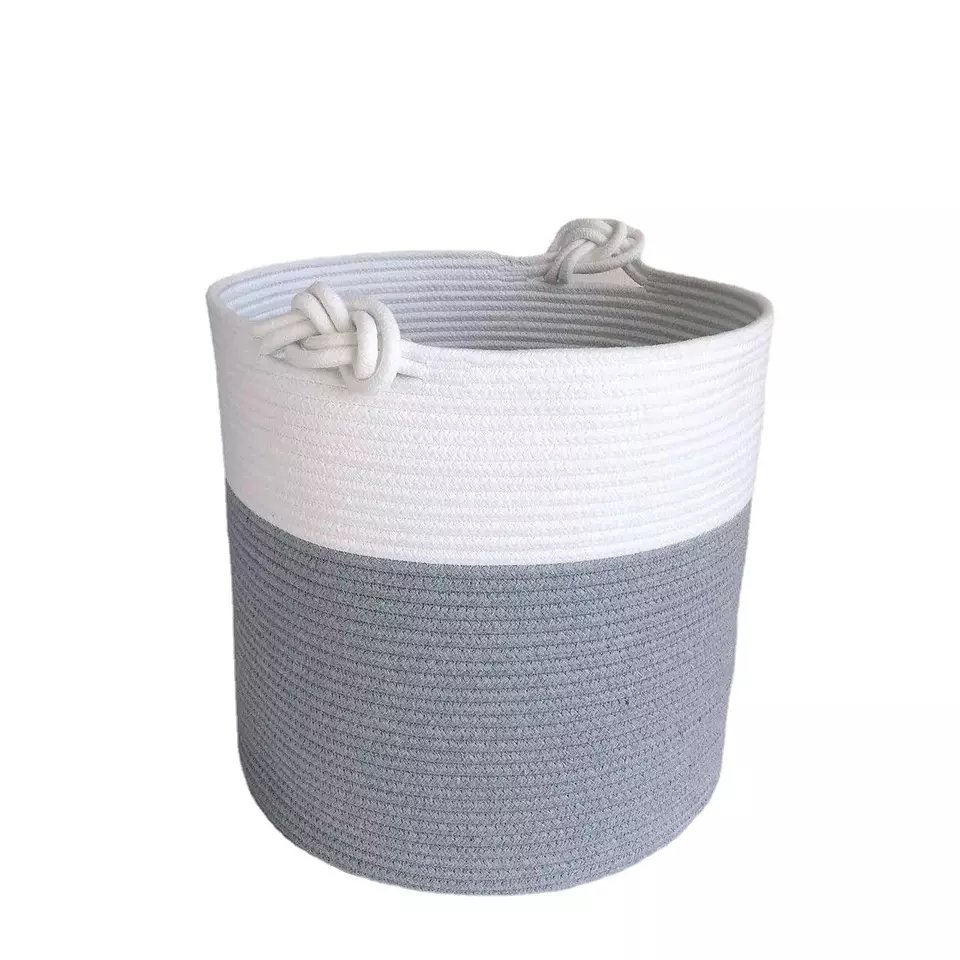 Cotton Rope Woven Basket Fabric Storage Toys Sundries Foldable Design Makeup Box Organizers
