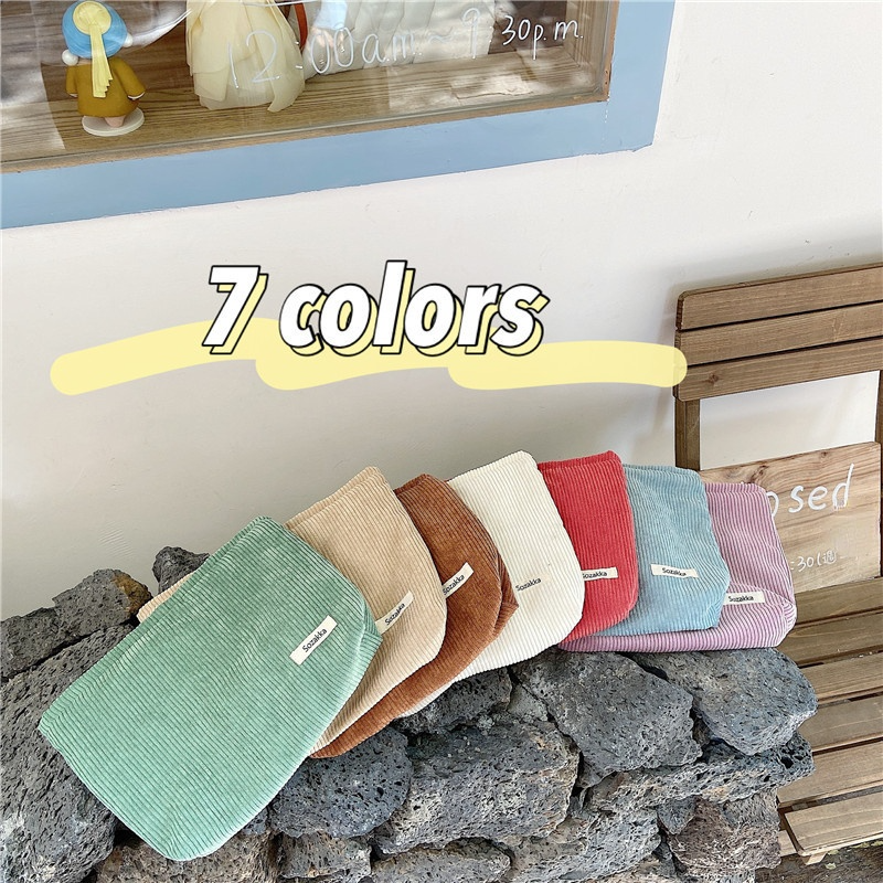 Portable Women Large Capacity Zipper Make Up Storage Makeup Corduroy Travel Cosmetic Bag Purses Organizer