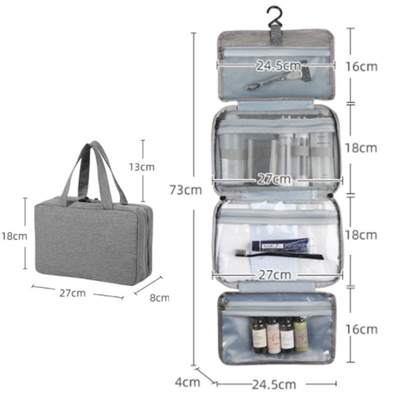 Promotional Various Hanging Foldable Travel Makeup Organizer Cosmetic Toiletry Bag For Full Sized Toiletries