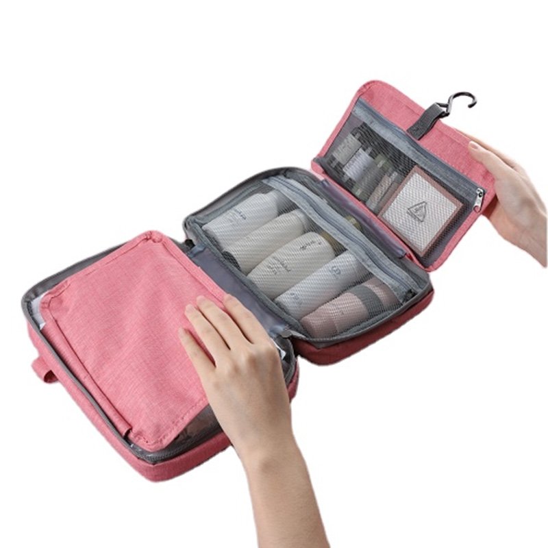 Promotional Various Hanging Foldable Travel Makeup Organizer Cosmetic Toiletry Bag For Full Sized Toiletries