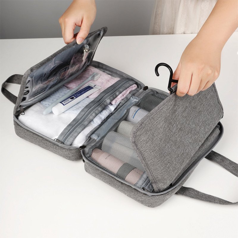 Promotional Various Hanging Foldable Travel Makeup Organizer Cosmetic Toiletry Bag For Full Sized Toiletries