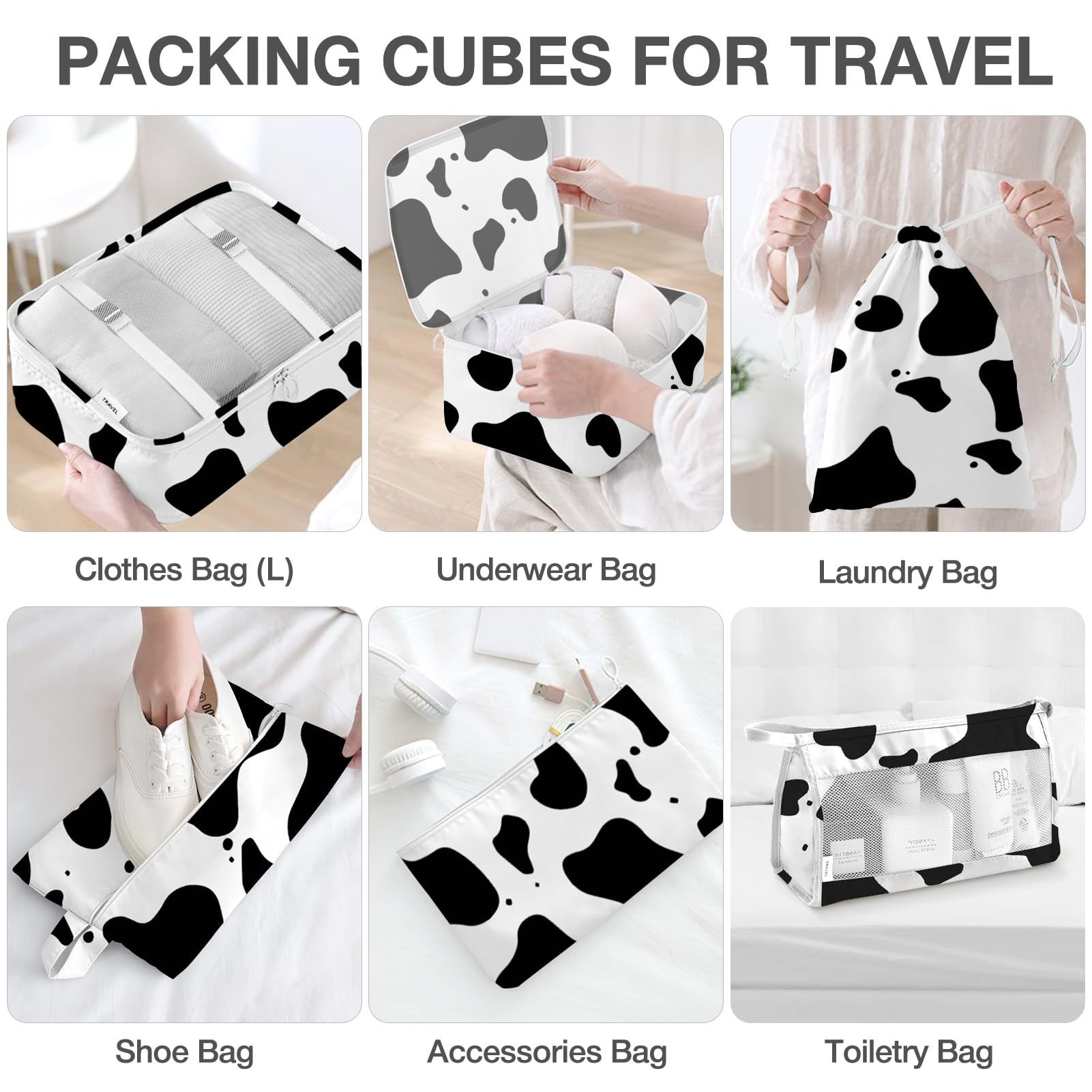 Foldable Organizer Bags Custom Logo Makeup Portable 8 Pcs Travelling Storage Set Toiletries Bag 8pcs Luggage Packing Organizers