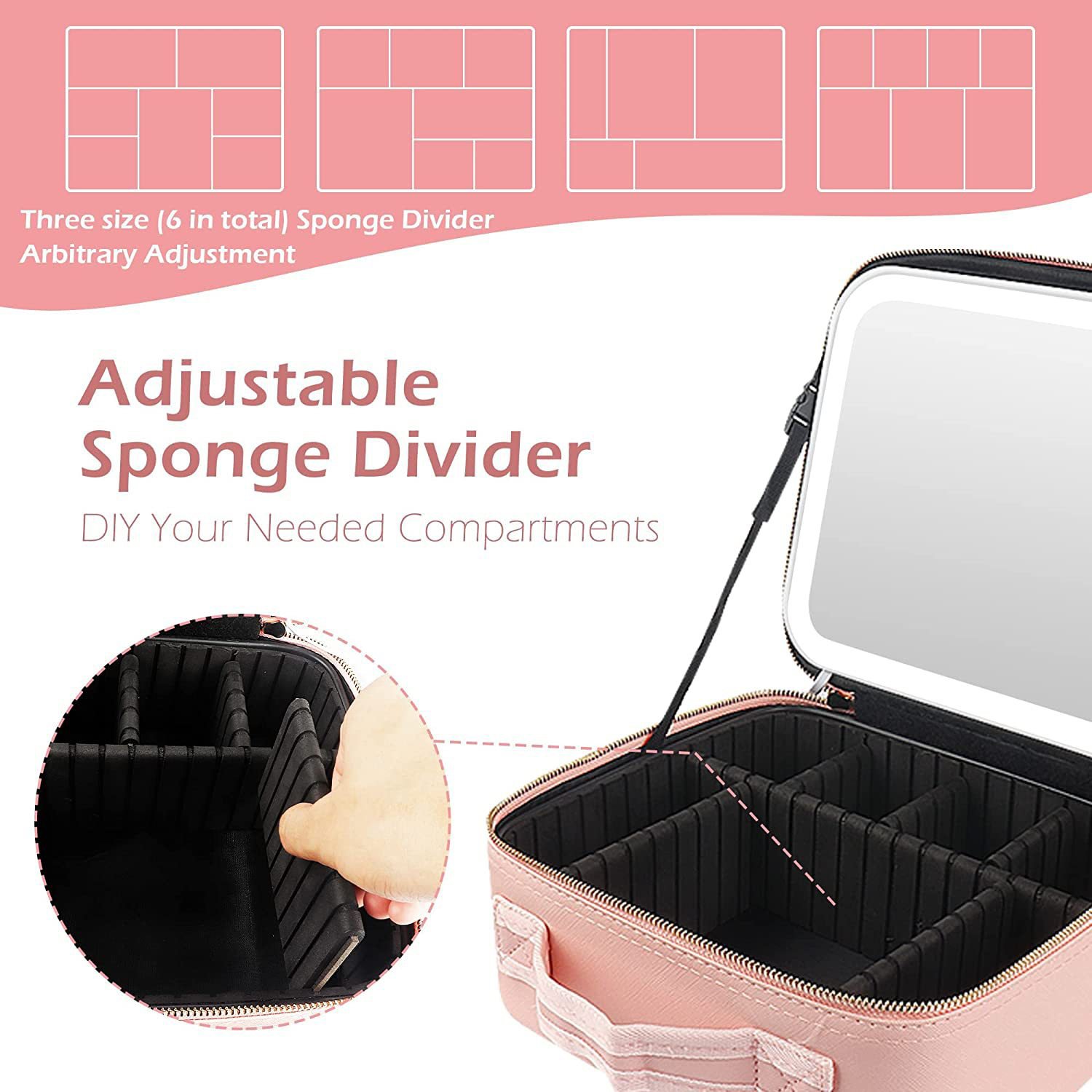 X1254 LED Mirror Makeup Organizer Make Up Brush Storage box Storage Case Make Up Organizer Green
