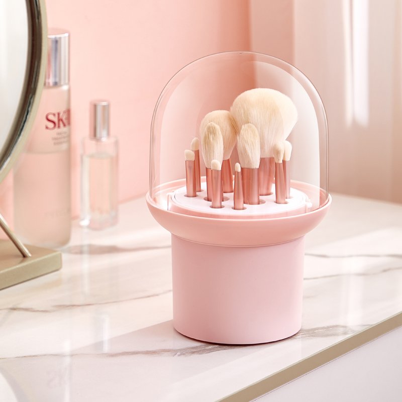 colorful style plastic cosmetic organizer display storage box PP makeup brush holder with dustproof