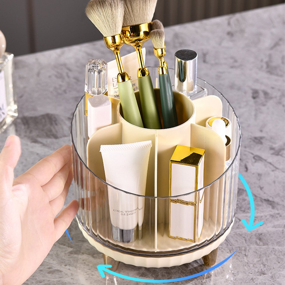 Rotating Acrylic Transparent Cosmetics Desktop Makeup Brush Holder Storage Container Organizer Box