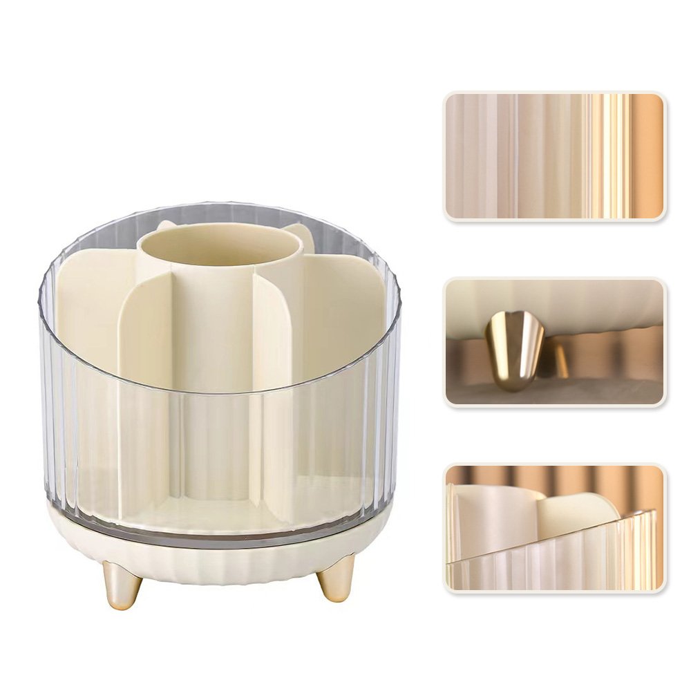 Rotating Acrylic Transparent Cosmetics Desktop Makeup Brush Holder Storage Container Organizer Box