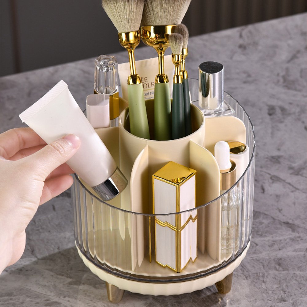 Rotating Acrylic Transparent Cosmetics Desktop Makeup Brush Holder Storage Container Organizer Box