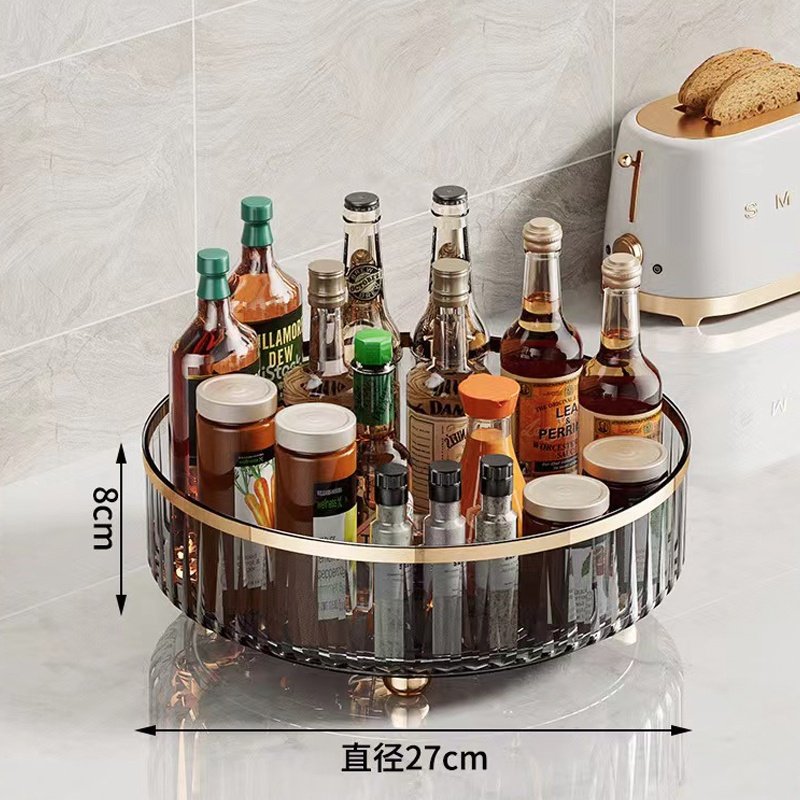 Countertop Lazy Makeup 360 Revolving Turntable Jar Holder Cabinet Kitchen Storage Spice Rotating Seasoning Organizer