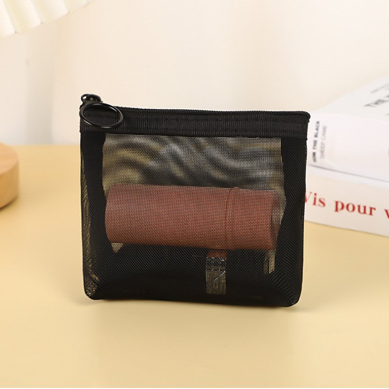Mesh Makeup Bags Nylon Cosmetic Bag Portable Travel Organizing Zipper Pouch Toiletries Makeup Pouches for Home Office Travel
