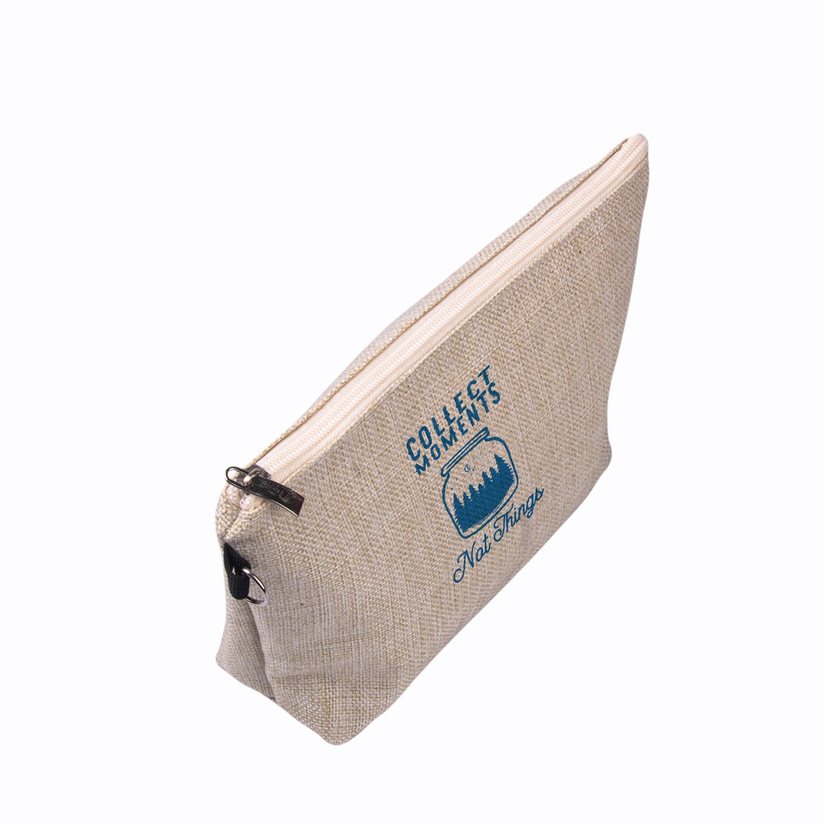 Promotional Custom Printed Linen Packaging Pouch Muslin Cosmetic Makeup Bag Small Cotton Canvas Zip Bag