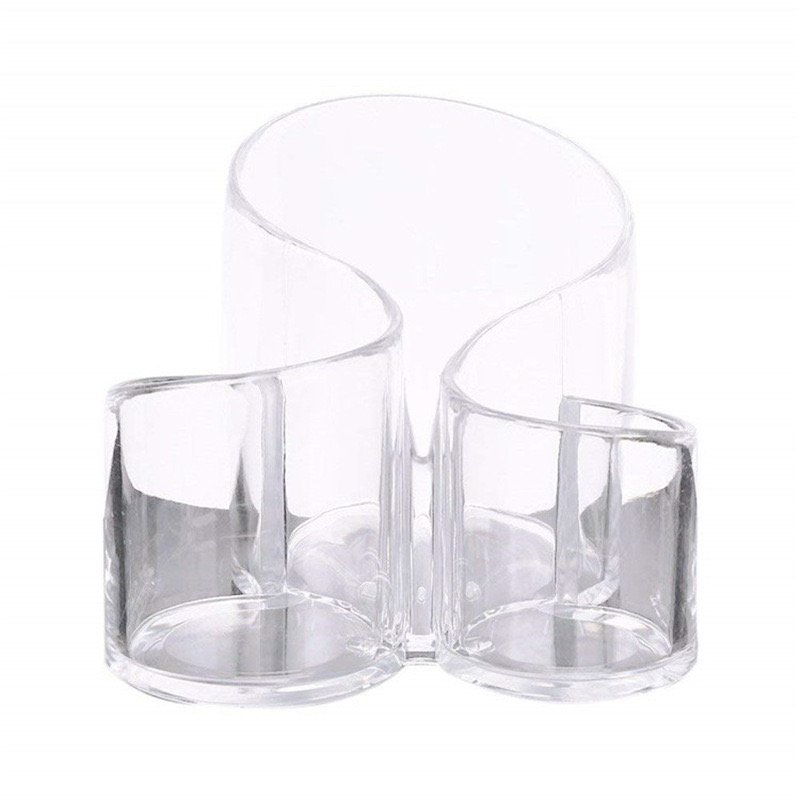 Clear acrylic 3 holes Makeup brush storage box dresser Desktop size Eyebrow pencil brush comb Scissors organizer