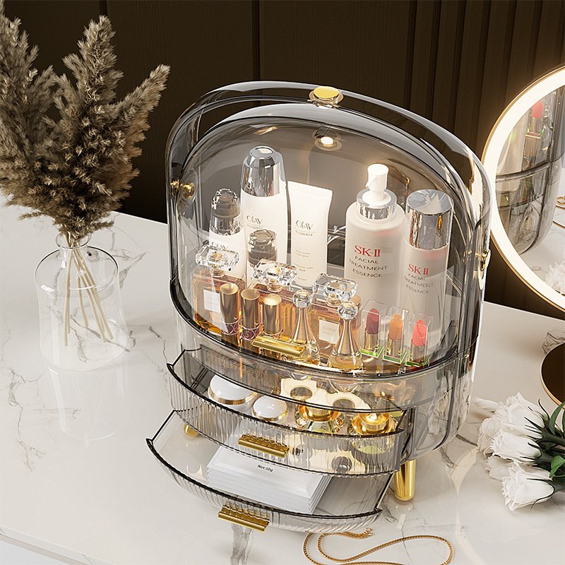 Potable Dresser Organizer Case Box Makeup Organizers Clear Box for Skincare Lotion/Water/Masks Storage