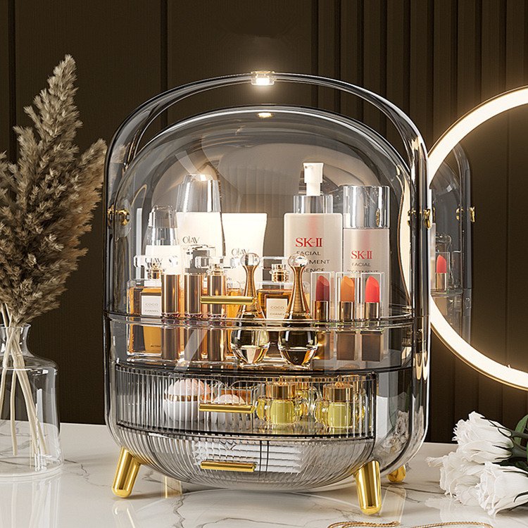 Potable Dresser Organizer Case Box Makeup Organizers Clear Box for Skincare Lotion/Water/Masks Storage