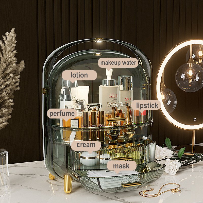 Potable Dresser Organizer Case Box Makeup Organizers Clear Box for Skincare Lotion/Water/Masks Storage
