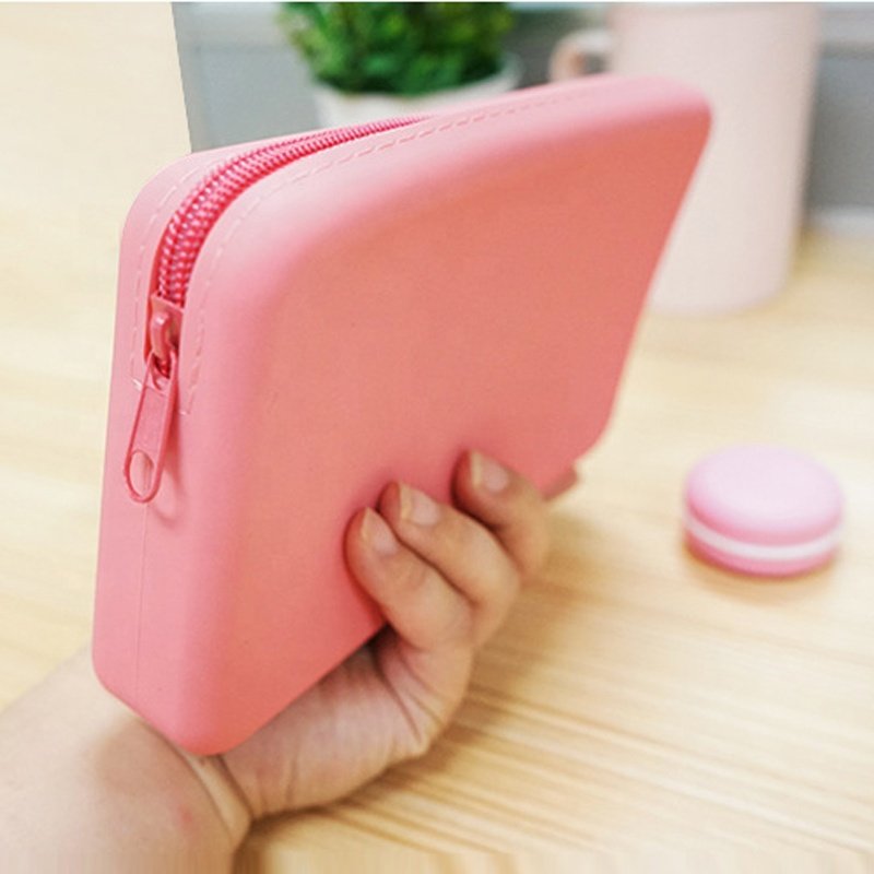 Stock ECO Friendly Small Cosmetic Makeup Bag Silicone Women Silicone Make up Zipper Travel Cosmetic Organizer