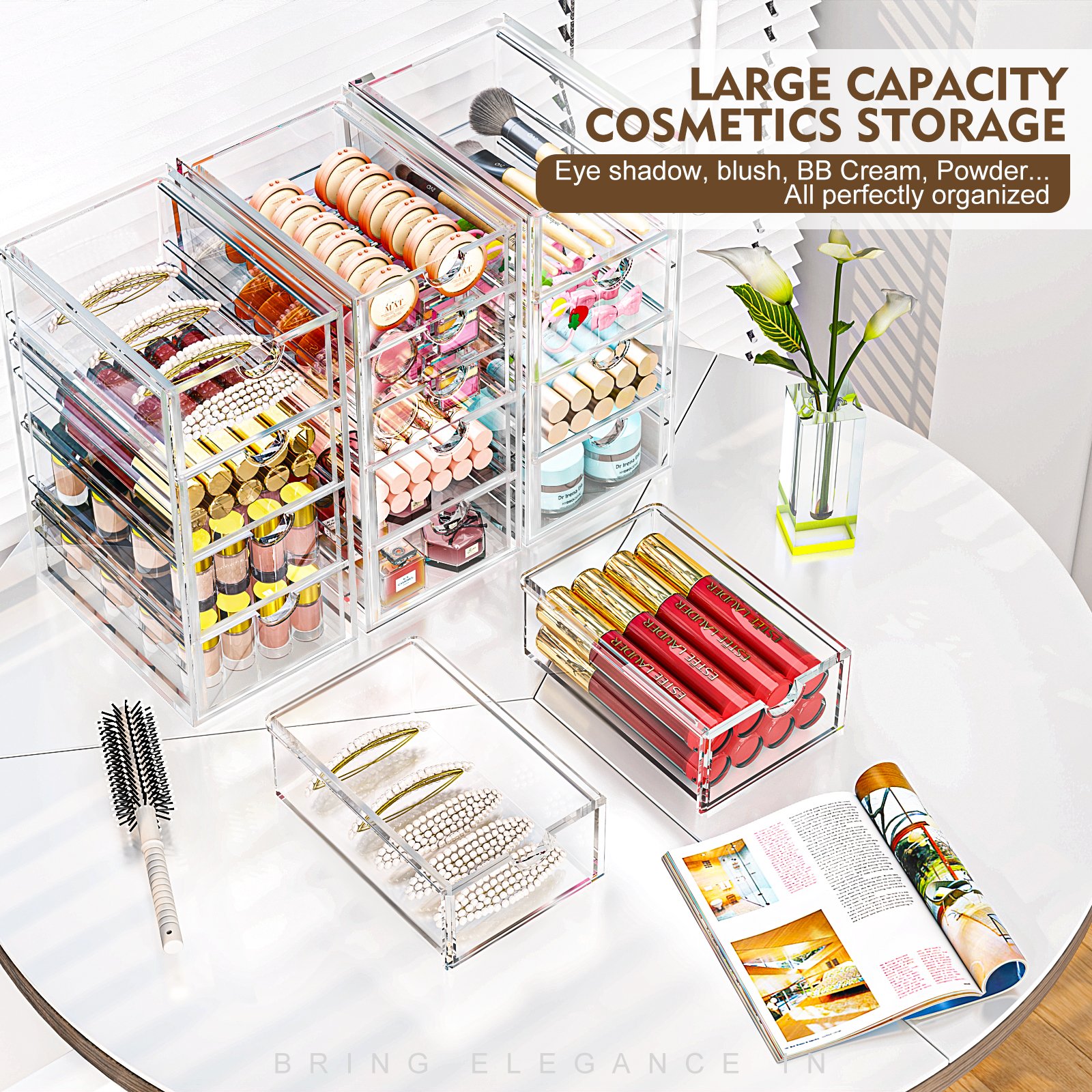 WALUE 13-Drawer Rectangle Transparent Clear Acrylic Plastic Desk Organizer Eco-Friendly Wholesale Price for Jewelry Accessories