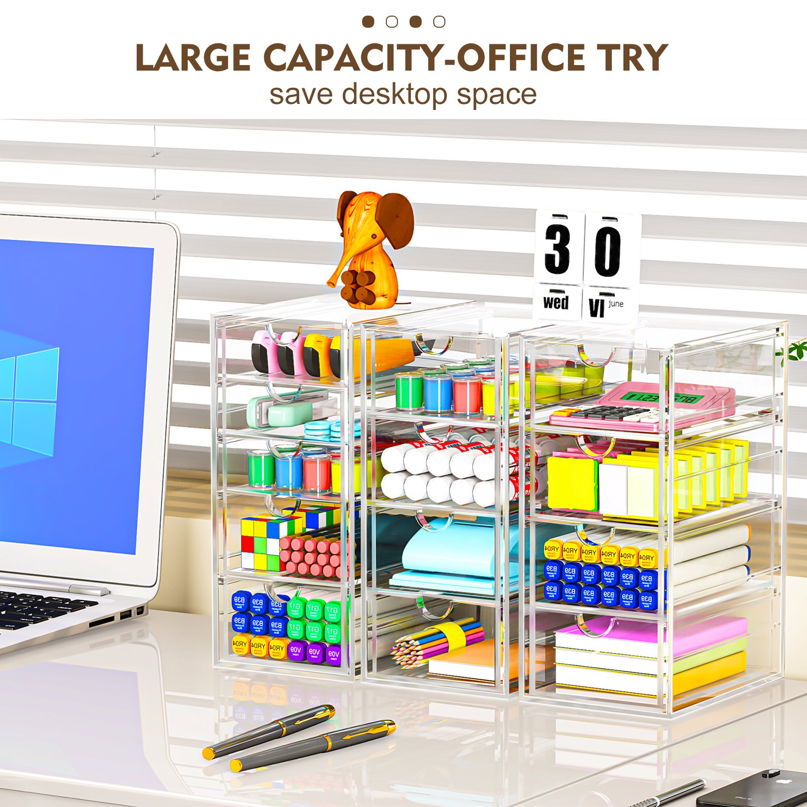 WALUE 13-Drawer Rectangle Transparent Clear Acrylic Plastic Desk Organizer Eco-Friendly Wholesale Price for Jewelry Accessories