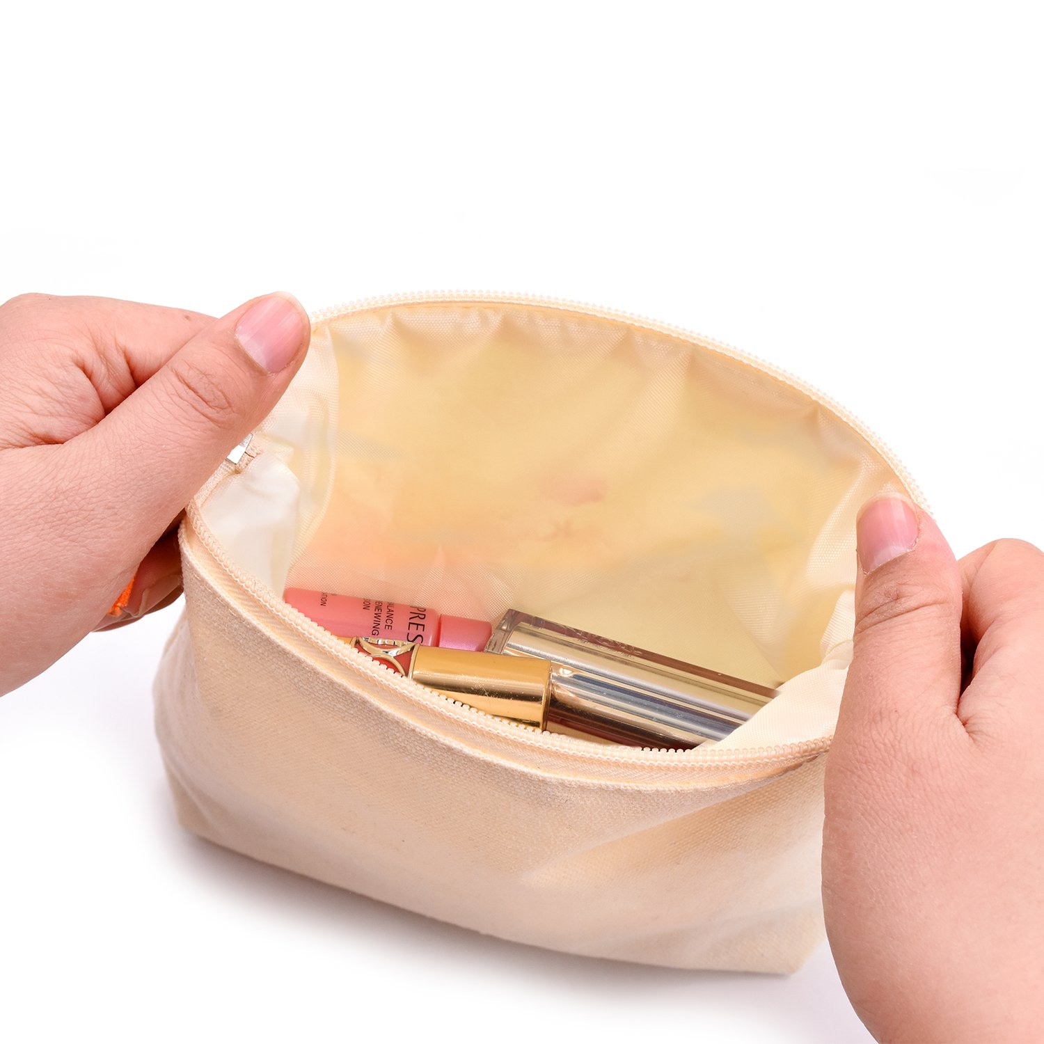 Hot sale Custom Logo Makeup Bag Portable Toiletry Pouch Girls Zipper Soft Canvas Cosmetic Bags