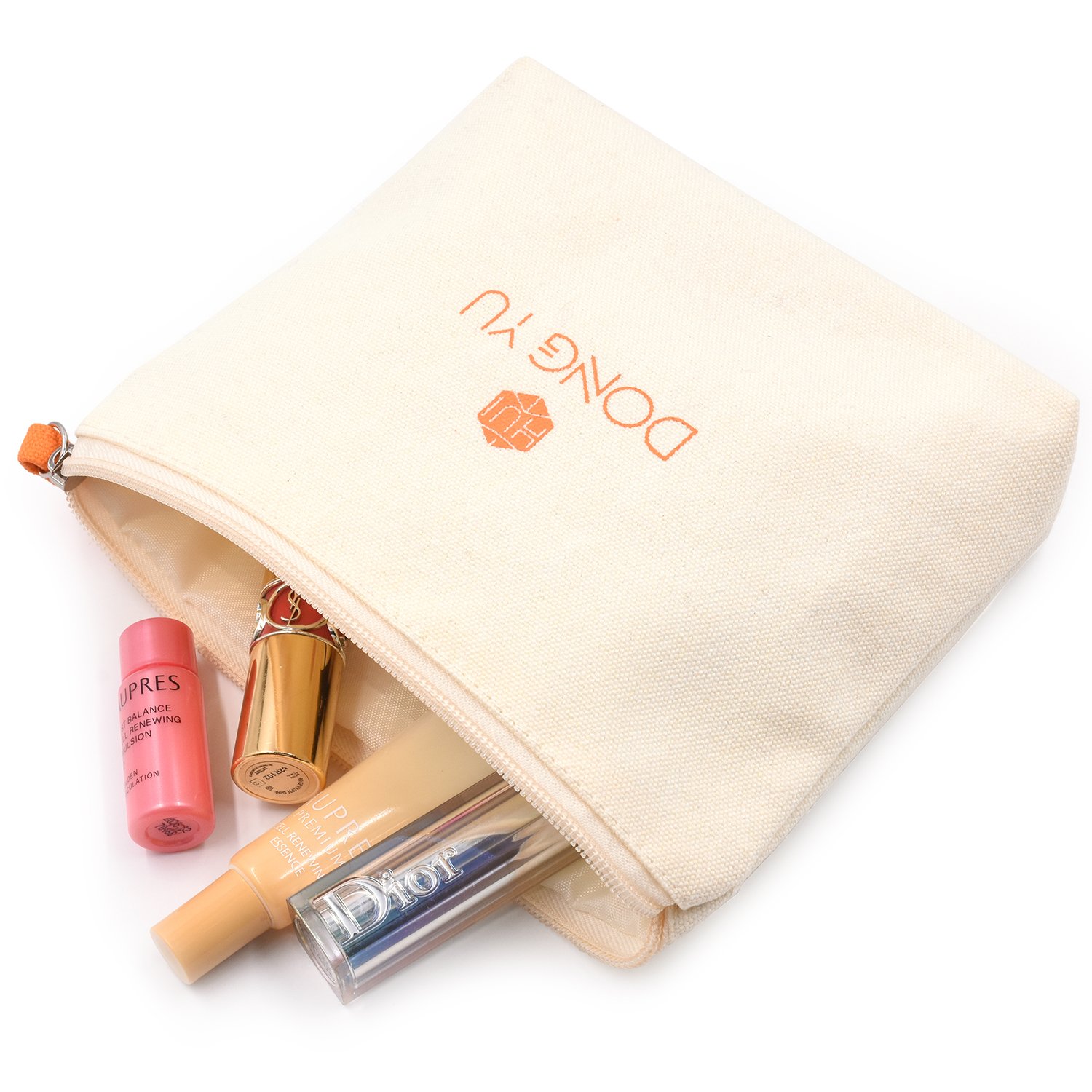Hot sale Custom Logo Makeup Bag Portable Toiletry Pouch Girls Zipper Soft Canvas Cosmetic Bags