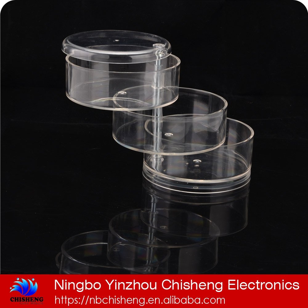 Multifunctional 3 layer tier Clear Acrylic Makeup Storage Box Plastic Crystal Rotating Makeup Cosmetic Organizer