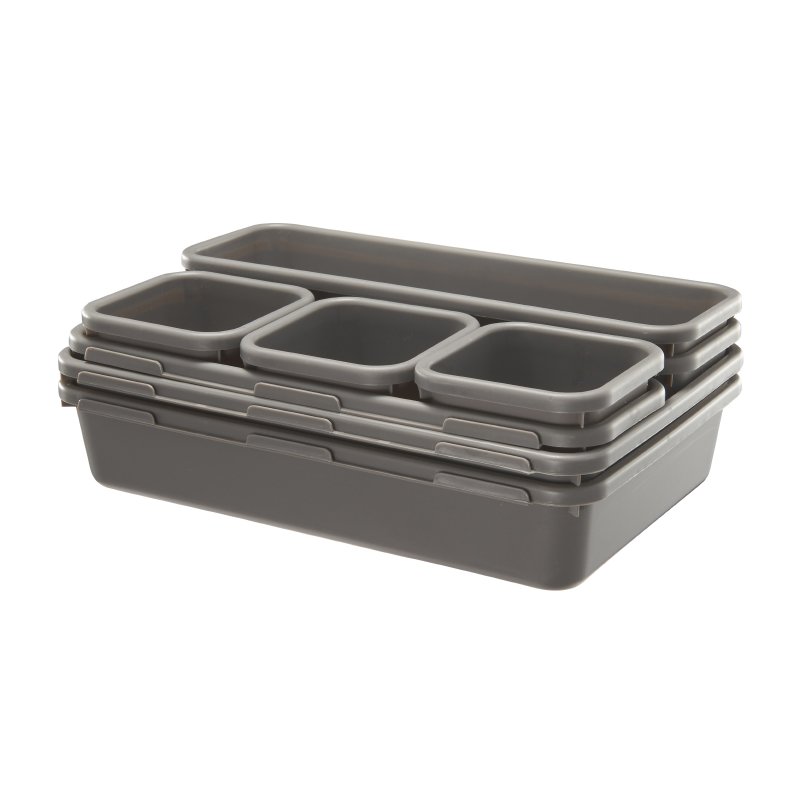 8 PCS Clear Plastic Drawer Organizers Set Organizer Trays Storage Bins for Makeup Bedroom Kitchen Gadgets Utensils and Office