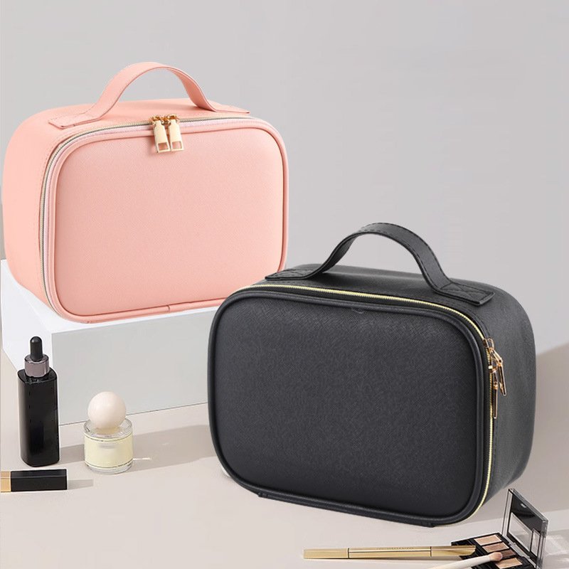 Wholesale Travel Makeup Bag with Led Mirror with Adjustable Divider Cosmetic Organizer Storage Bag for Women Beauty Tools