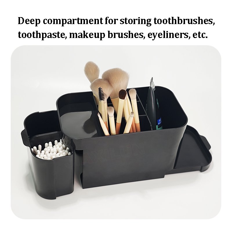 Wholesale New ABS Bathroom Storage Caddy Compartments Toothpaste Toothbrush Makeup Remover Cotton Storage Box Cotton Swabs