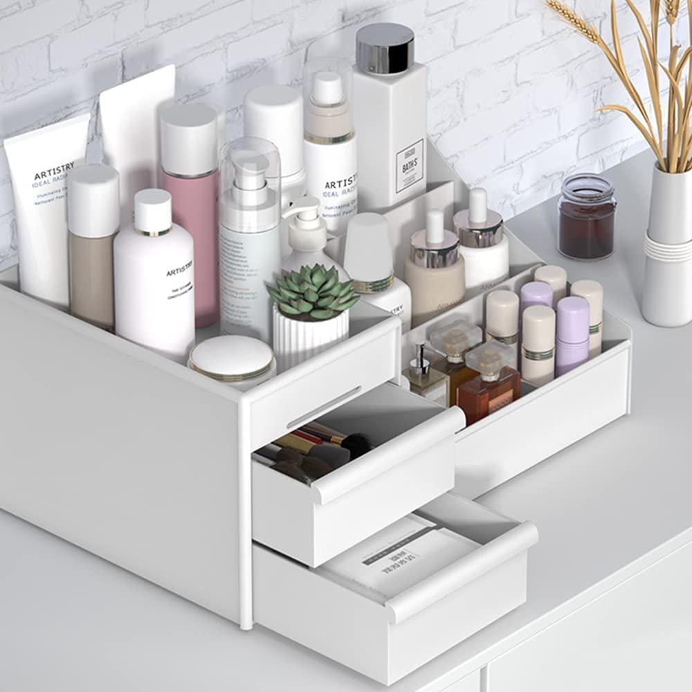 Makeup Desk Organizer with Drawers - Countertop Organizer for Cosmetics