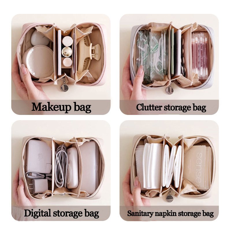 custom logo Waterproof Portable PU Leather Frosted pink TPU Travel Toiletry Case Cosmetic Bag PVC makeup bag