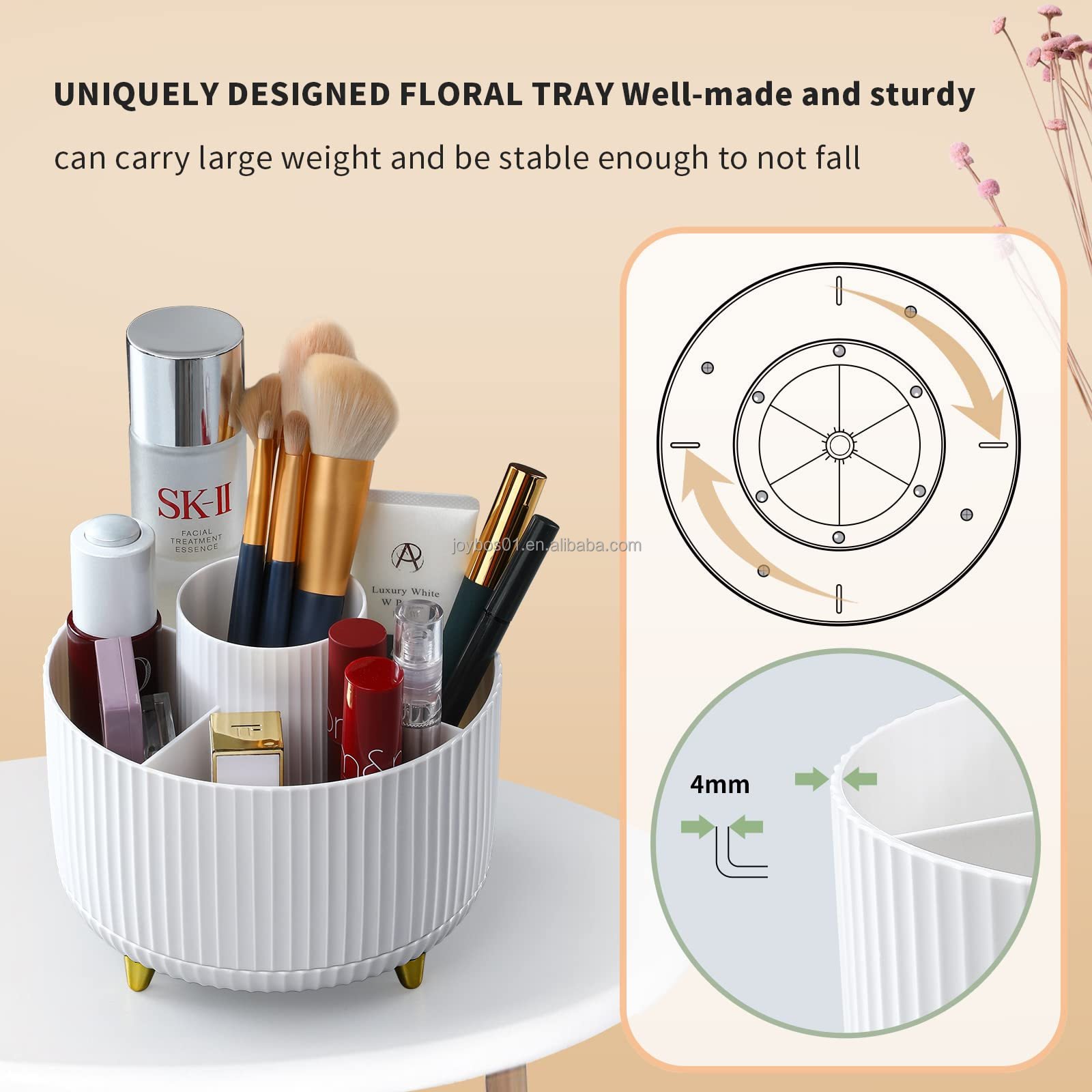 JOYBOS Makeup Brush Holder Organizer 360 degree Rotating Pencil Pen Holder Cup Desk Accessories