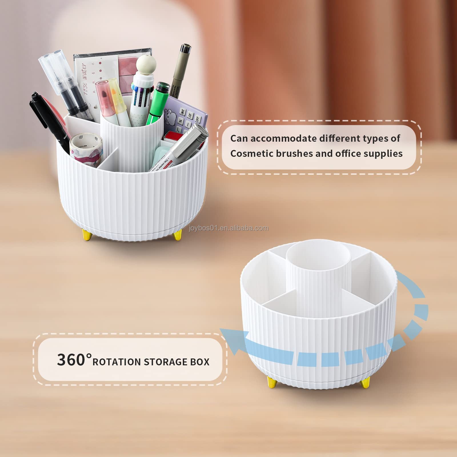 JOYBOS Makeup Brush Holder Organizer 360 degree Rotating Pencil Pen Holder Cup Desk Accessories