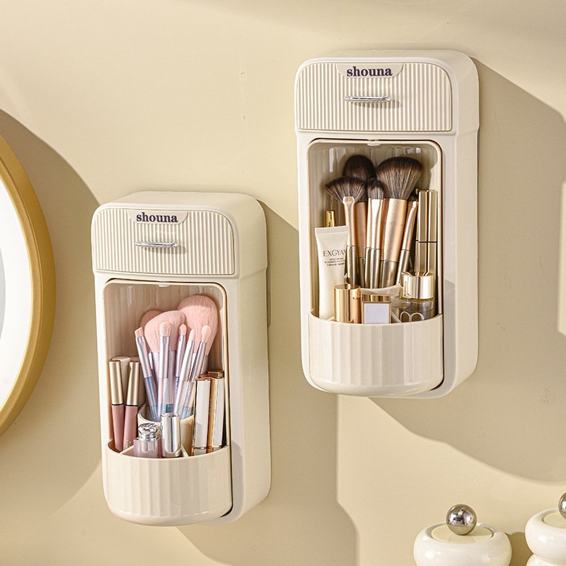 2024 New Arrivals Storage Makeup Organizer Anti Dust and Waterproof Cosmetic Storage Box Wall Mount Makeup Organizer