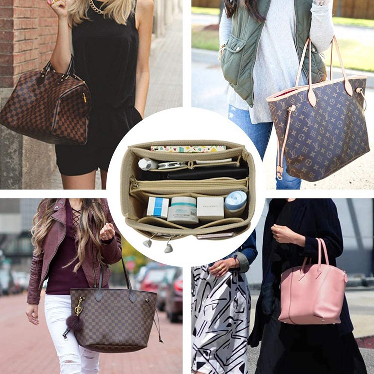 wholesale fashion luxury makeup cosmetic multi pocket handbag organ purse felt insert felt bag organizer