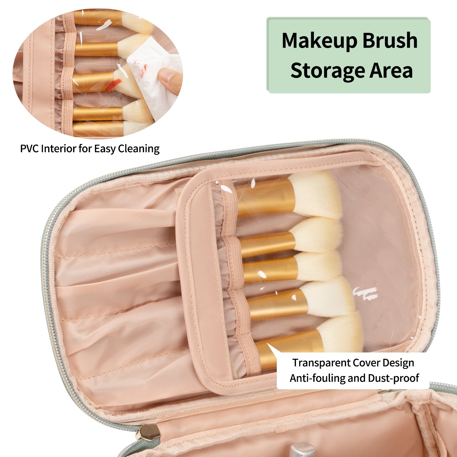 U-shaped Portable Professional Large Capacity Beauty Cosmetic Organizer Makeup Bag Storage Waterproof Easy to Clean