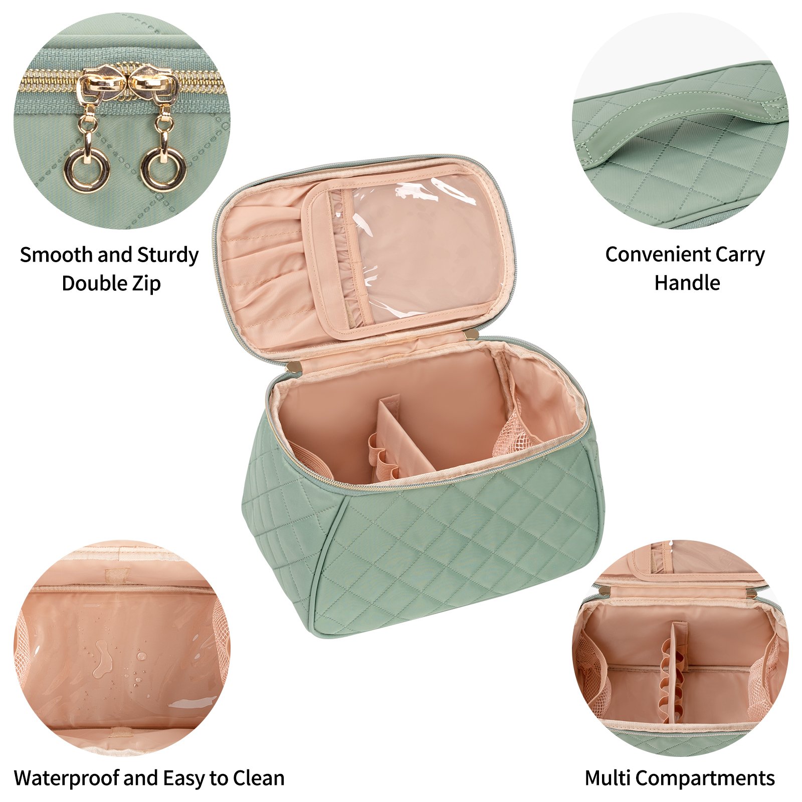 U-shaped Portable Professional Large Capacity Beauty Cosmetic Organizer Makeup Bag Storage Waterproof Easy to Clean