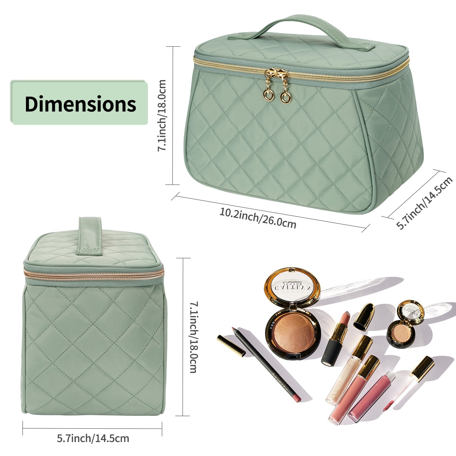 U-shaped Portable Professional Large Capacity Beauty Cosmetic Organizer Makeup Bag Storage Waterproof Easy to Clean