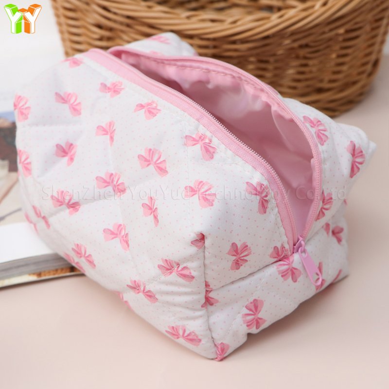 Ready Stocks Quilted Makeup Bag Pouch Gift Travel Toiletry Bag Chic Floral Cosmetic Bag
