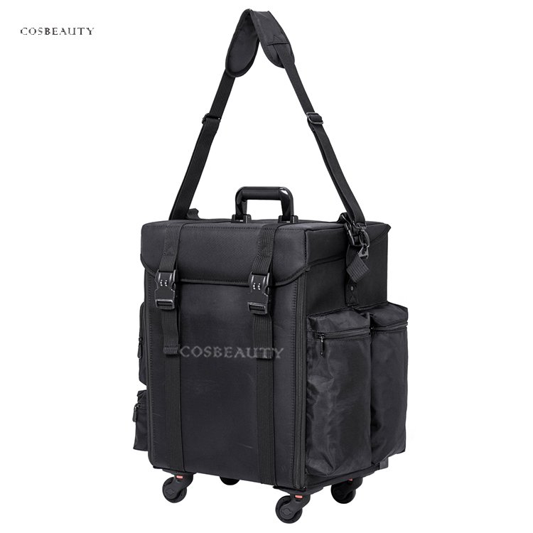 2in1 set Professional Artist Cosmetic Trolley Bag Nylon Suitcase Travel Rolling Make Up Storage Train Case