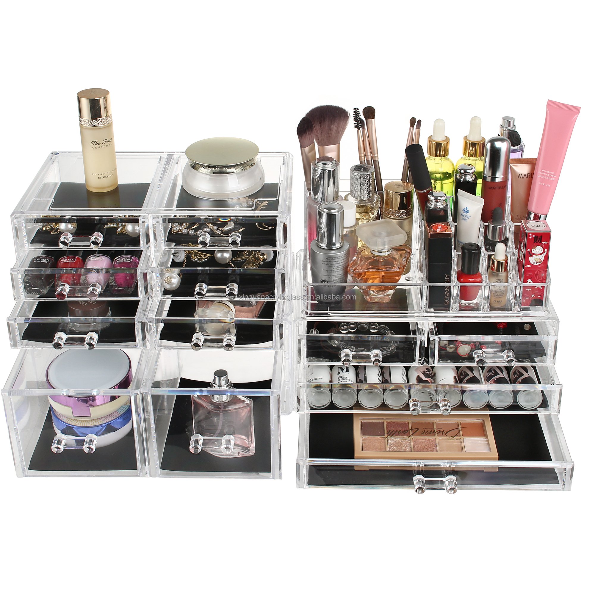 Customized OEM/ODM Clear Makeup Storage Organizer Drawers Skin Care Large Cosmetic Display Cases Stackable Storage Box