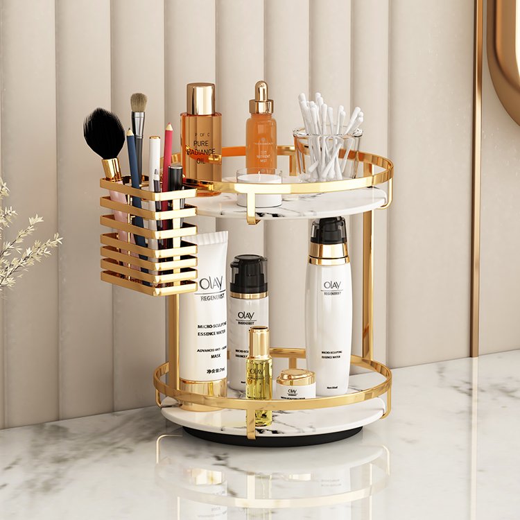 metal gold rotating makeup organizer cosmetic shelf accessories luxury