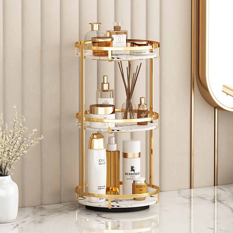 metal gold rotating makeup organizer cosmetic shelf accessories luxury